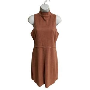 Altar'd State Scalloped Mock Neck Suede Dress Size M